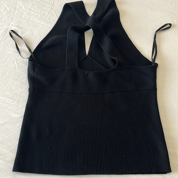 Banana Republic Cross Front Knit Black Halter/Tank Top sz L EUC - Picture 4 of 4
